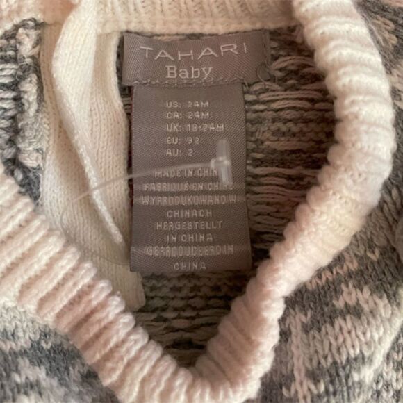 Tahari Baby Fair Isle Sweater Dress & Hat Set Size 24 Months - Picture 4 of 6